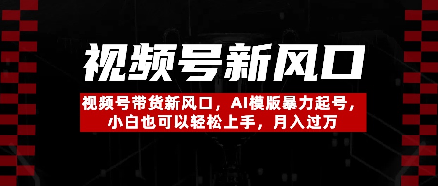 视频号带货新风口，AI模版暴力起号，小白也可以轻松上手，月入过万-元满创业网