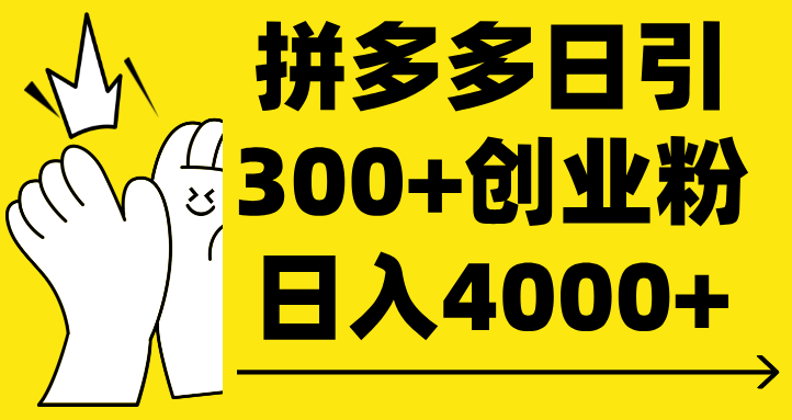 拼多多日引300+创业粉 日入4000+-元满创业网