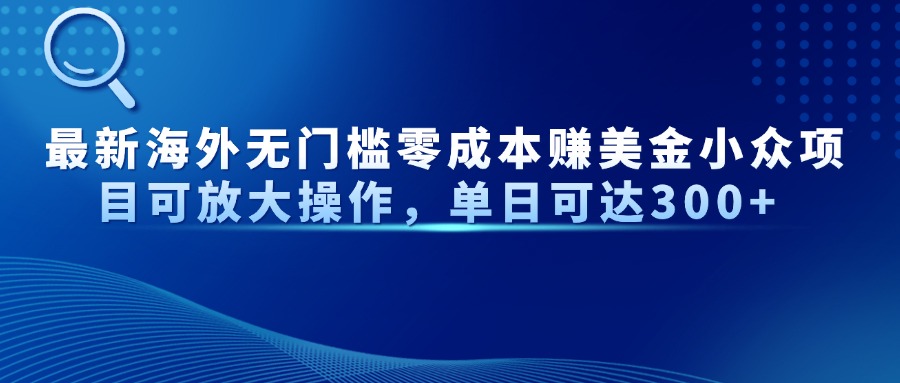 最新海外无门槛美金小众项目可放大操作，单日可达300+-元满创业网