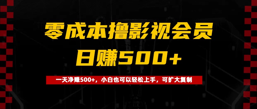 0成本撸影视会员，一天净赚500+，小白也可以轻松上手，可扩大复制-元满创业网