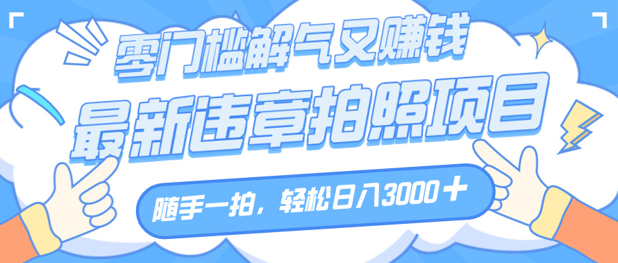 解气又赚钱的项目，随手一拍，轻松收入3000+，最新违章拍照赚钱-元满创业网
