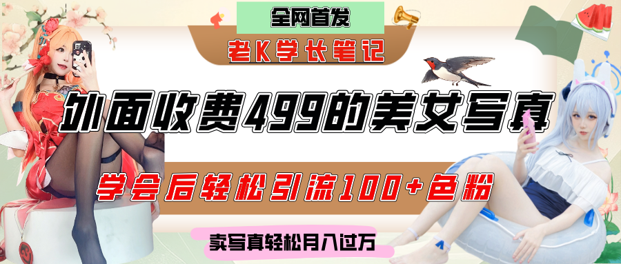 外面收费499的美女写真制作技术，学会后轻松引流色粉变现，日引100+色粉，轻松月入过万-元满创业网