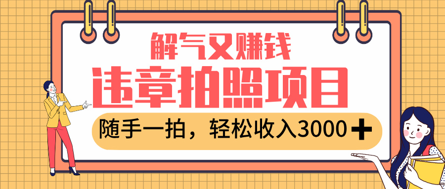 最新违章拍照赚钱，解气又赚钱的项目，随手一拍，轻松收入3000+-元满创业网