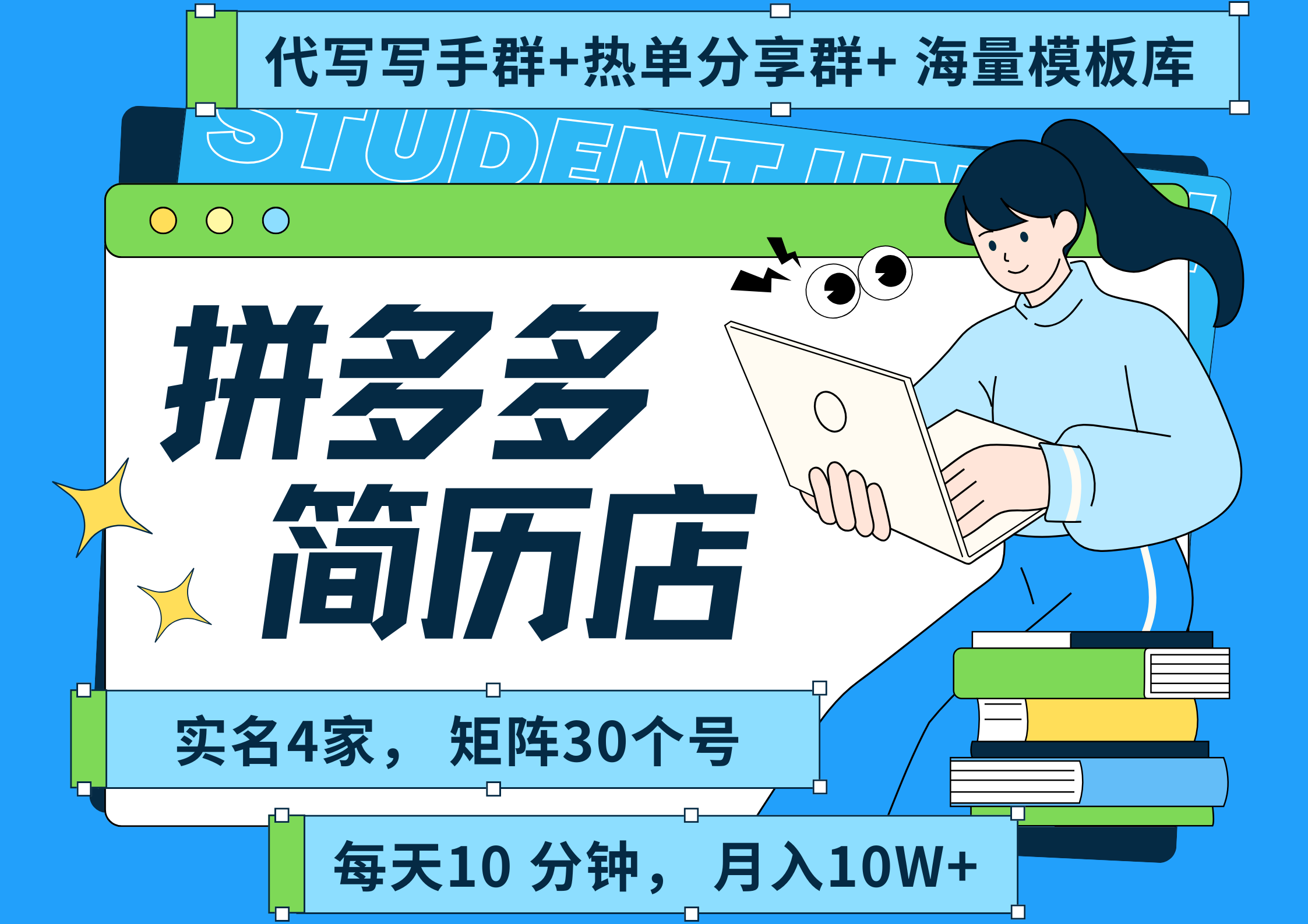 拼多多 虚拟资料 简历 海报代写 全SOP流程 毫无保留分享（含后端资料以及代写渠道）每天十分钟 每人实名四个店  矩阵30个账号  轻轻松松 月入10W-元满创业网
