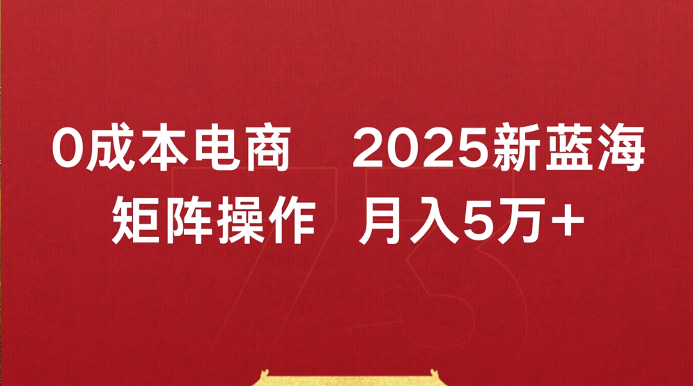 0成本电商2025新蓝海矩阵操作 月入5万+-元满创业网