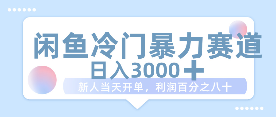 闲鱼冷门暴力赛道，一单 80%利润，新人轻松日入 1000+-元满创业网