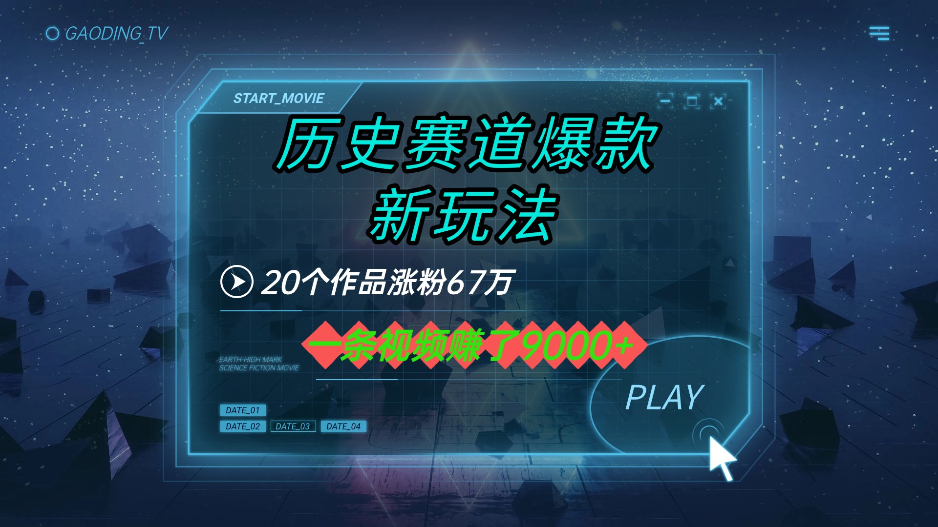 20个作品涨粉67万，一条视频赚了9000+，历史赛道爆款新玩法-元满创业网