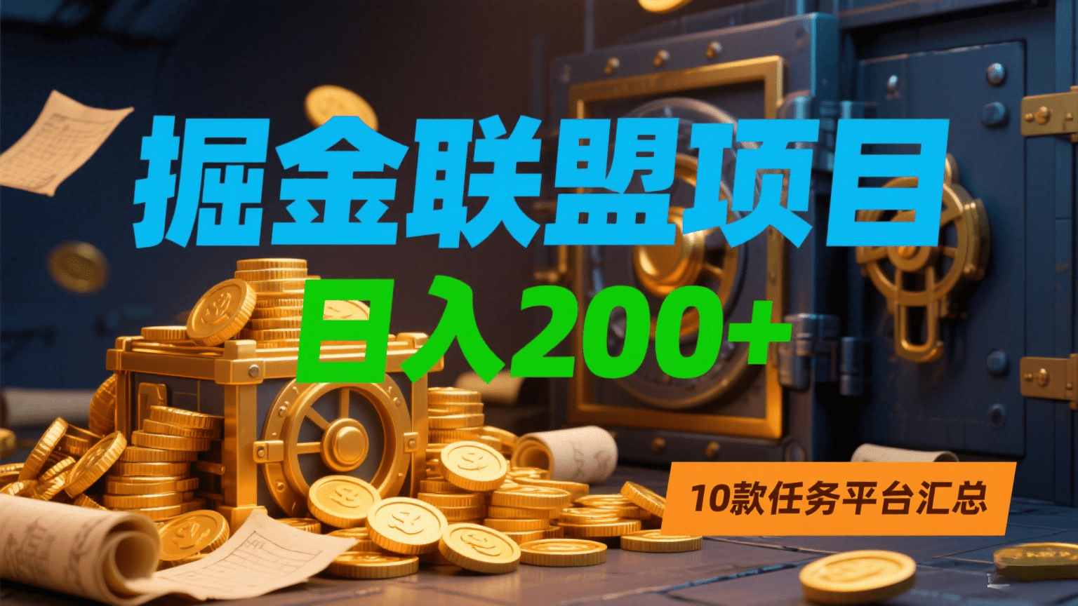 掘金联盟项目，日入200+，10款任务平台汇总-元满创业网