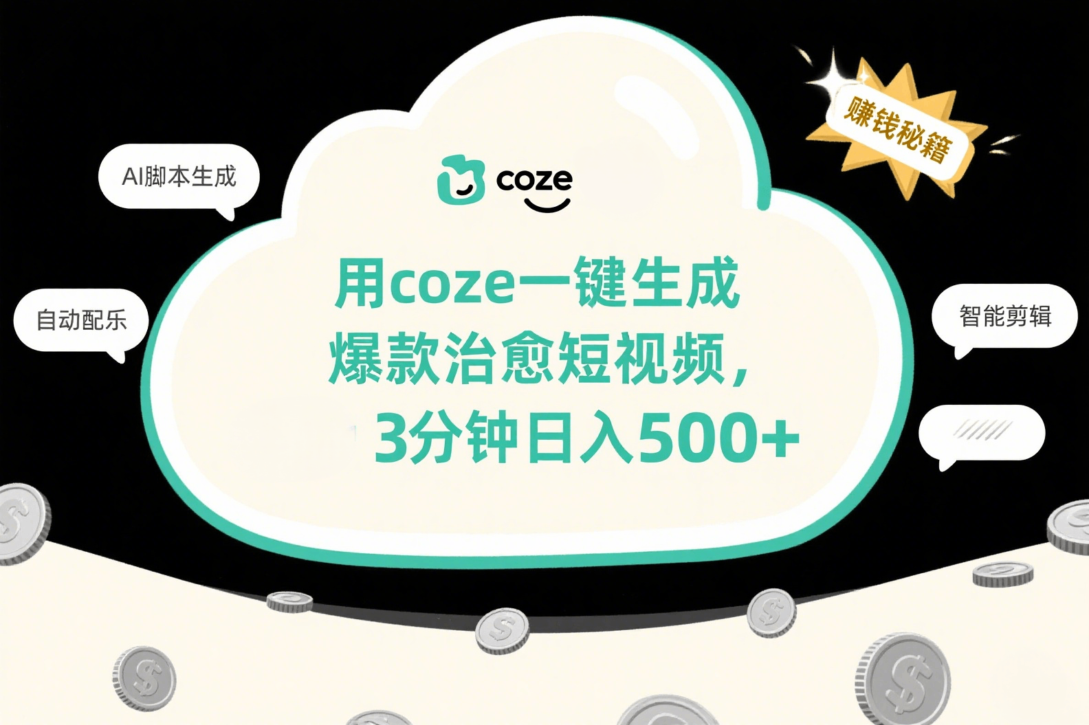 用coze一键生成爆款治愈短视频，3分钟日入500+-元满创业网