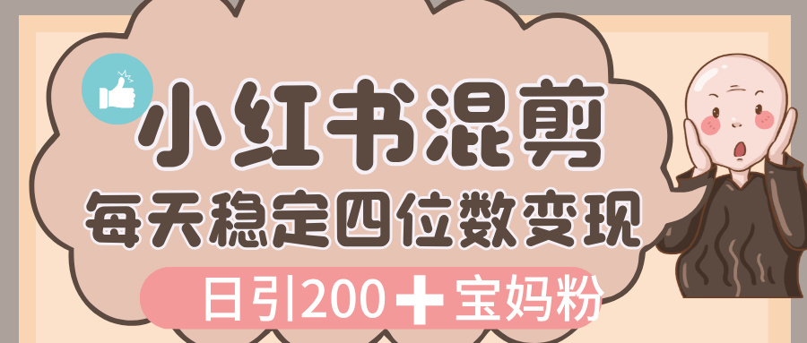 价值 3980 的小红书混剪， 虚拟变现，日引 200+宝妈创业粉，每天稳定四位数变现-元满创业网