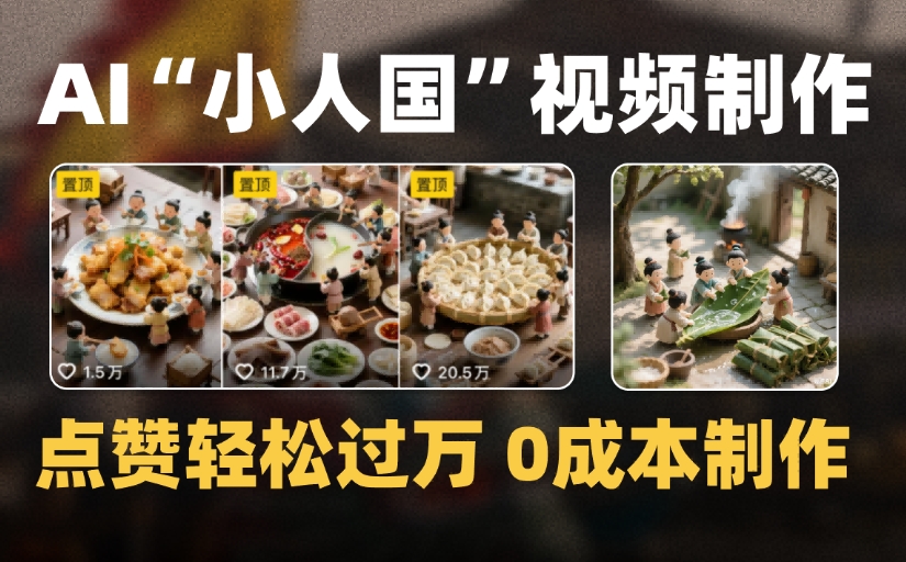爆款1000W+微缩景观迷你小人国AI视频，0成本制作全流程教学-元满创业网