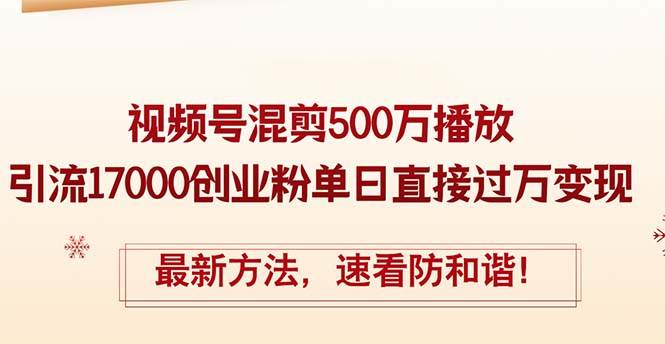 精华帖视频号混剪500万播放引流17000创业粉，单日直接过万变现，最新方…-元满创业网